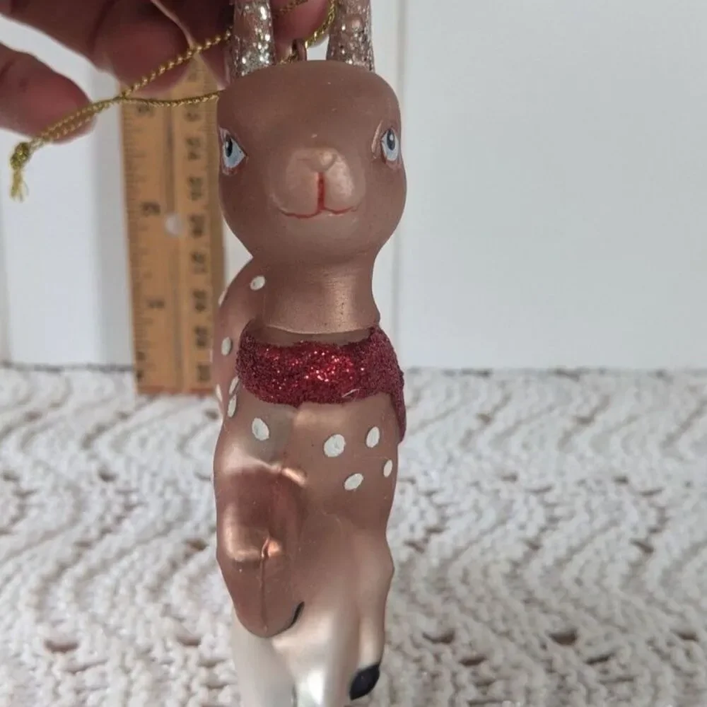Holiday Home Reindeer Christmas Ornament - Red Glitter Scarf